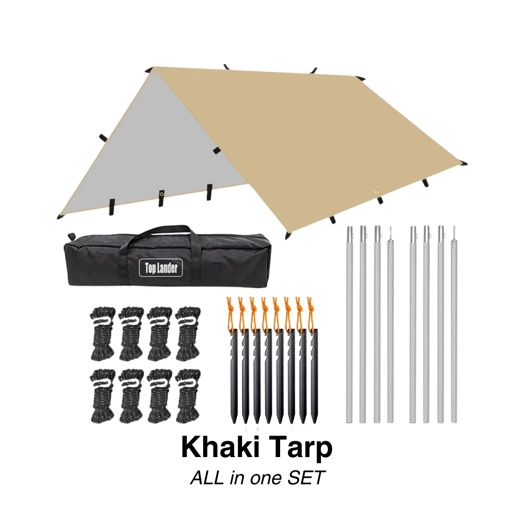 Tarp 3 × 3 oder 4 × 4 m, 3000 mm, UV50+ – Khaki