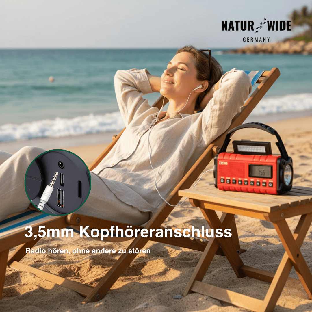 Kurbelradio mit Solar und 10.000-mAh-Powerbank – Ansicht 19