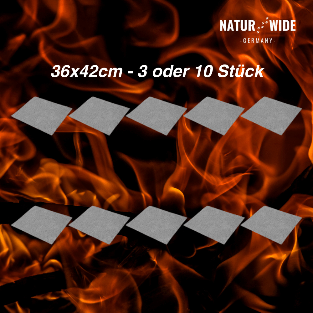 Grillmatten aus Glasfaser, 36 × 42 cm, 3er/10er – Quadrate - 10 Stück