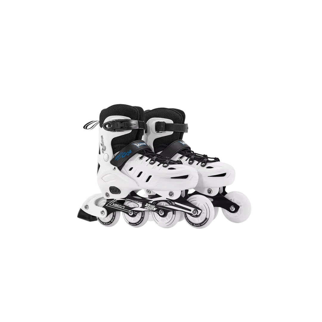 Größenverstellbare Inline Skates mit LED-Rollen – Weiß