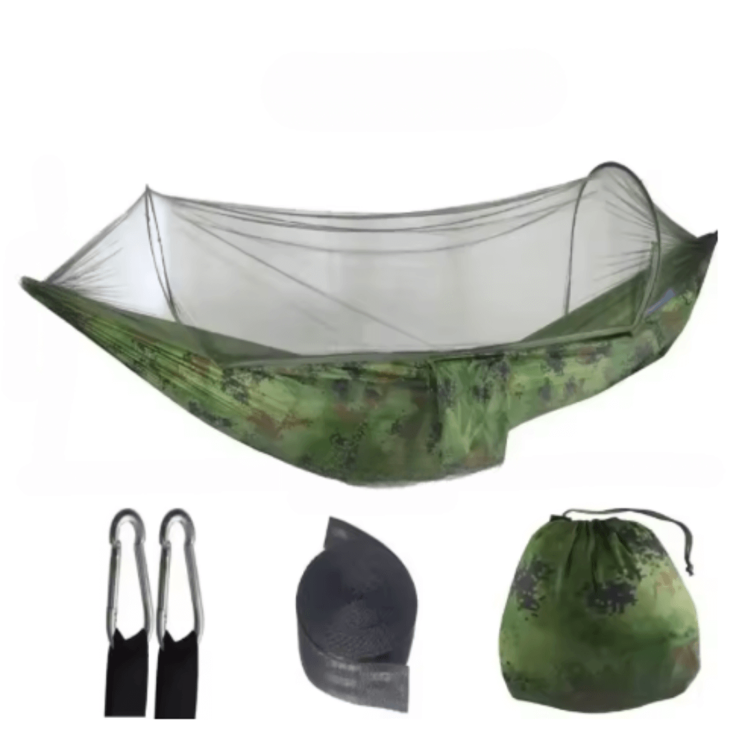 Camping-Hängematte mit Moskitonetz, bis 200 kg – Sumpf Camo