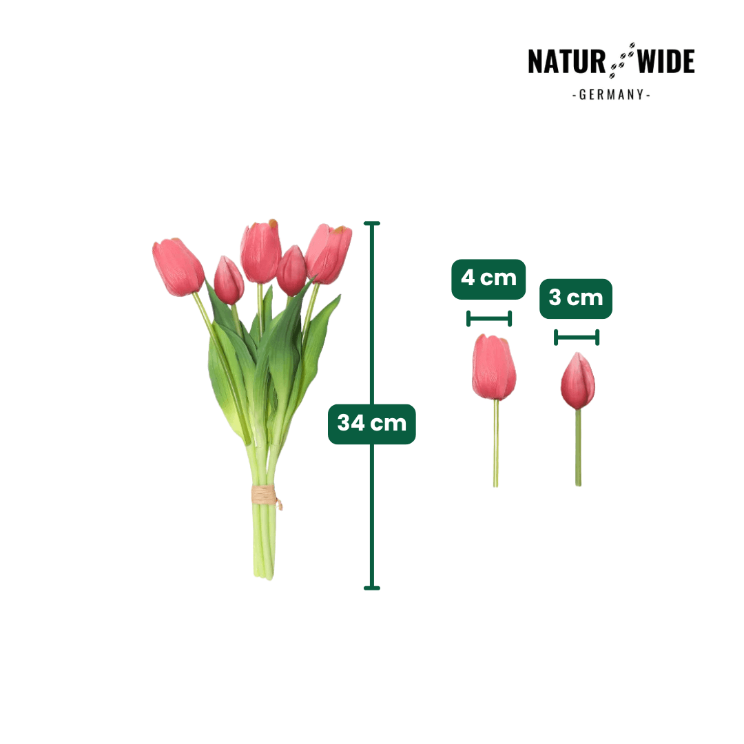 Künstliche Tulpen im 5er-Bund, täuschend echt – Rosa