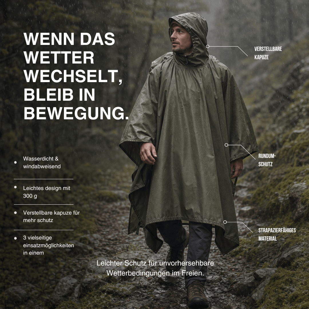 3-in-1-Regenponcho: Regenmantel, Plane & Decke – Ansicht 6