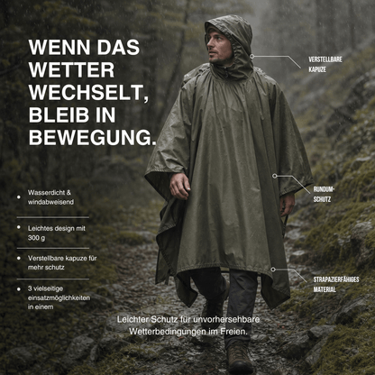 3-in-1-Regenponcho: Regenmantel, Plane & Decke – Ansicht 6
