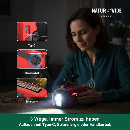Notfallradio mit Kurbel, Solar & Powerbank – Ansicht 4
