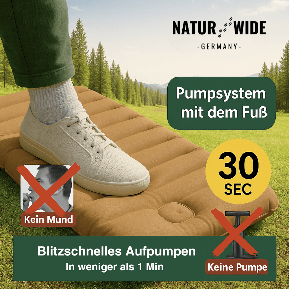 Isomatte Pro mit Kissen & Fußpumpe, 10 cm dick – Ansicht 12