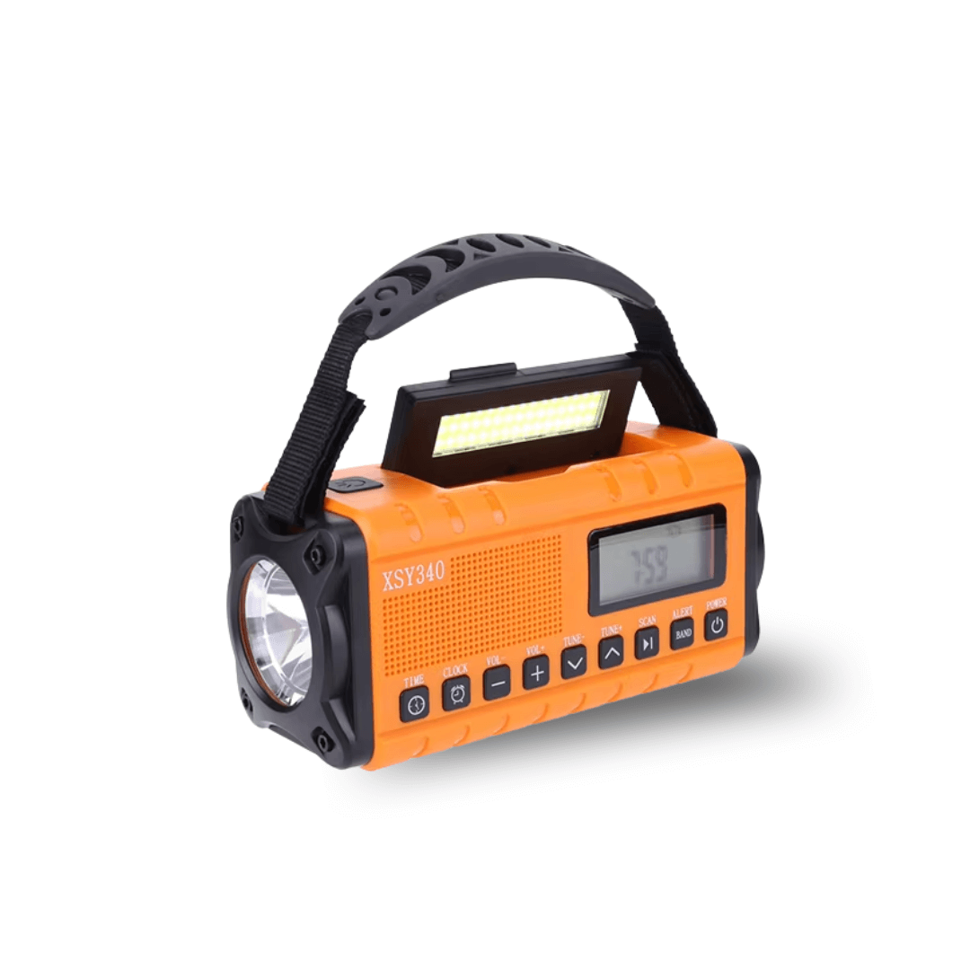 Kurbelradio mit Solar und 10.000-mAh-Powerbank – Orange