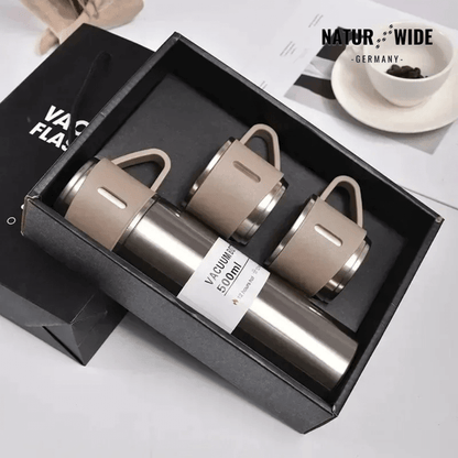 Thermosflasche 500 ml mit 3 Tassen, Edelstahl – Ansicht 7
