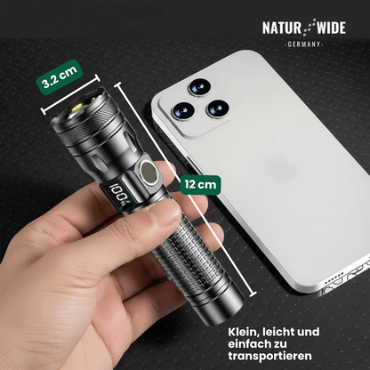 Alu-LED-Taschenlampe mit Zoom und Akkuanzeige – Ansicht 11