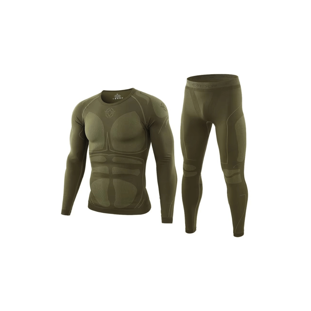 Thermo-Unterwäsche-Set Herren mit Kompression – Olivgrün