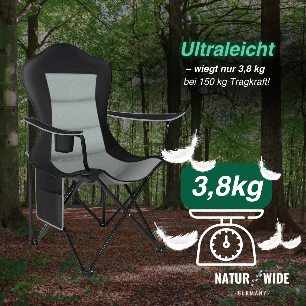 Gepolsterter Campingstuhl mit Getränkehalter – Ansicht 5