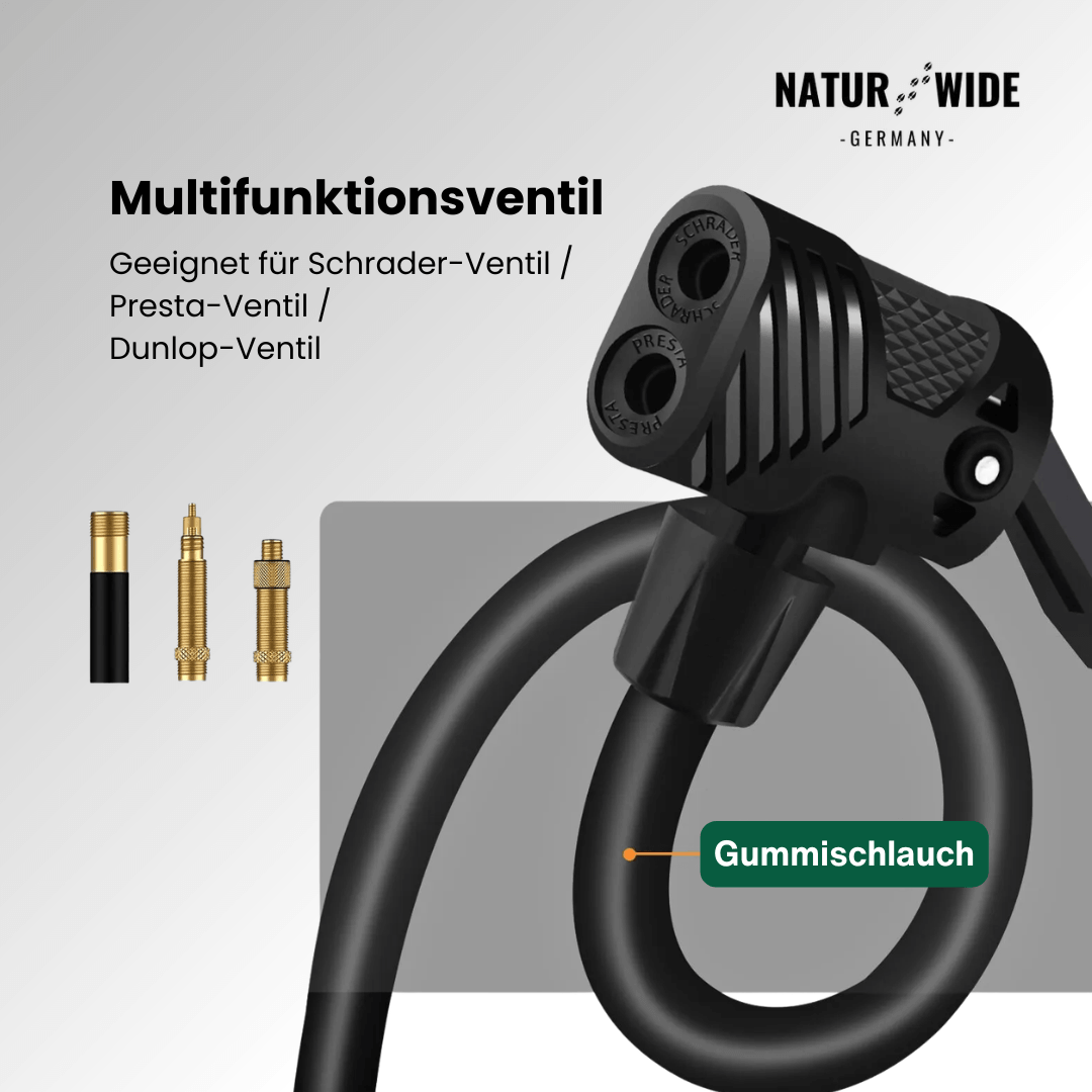 Fahrradpumpe 11 bar mit Manometer, alle Ventile – Ansicht 4
