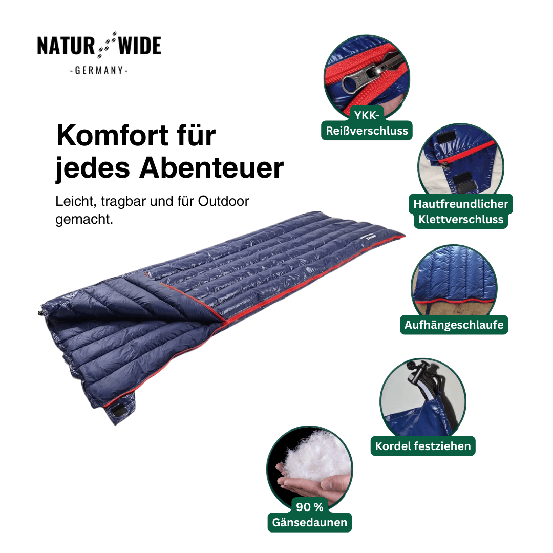 Daunenschlafsack 90 % Gänsedaunen, 725 g – Ansicht 3