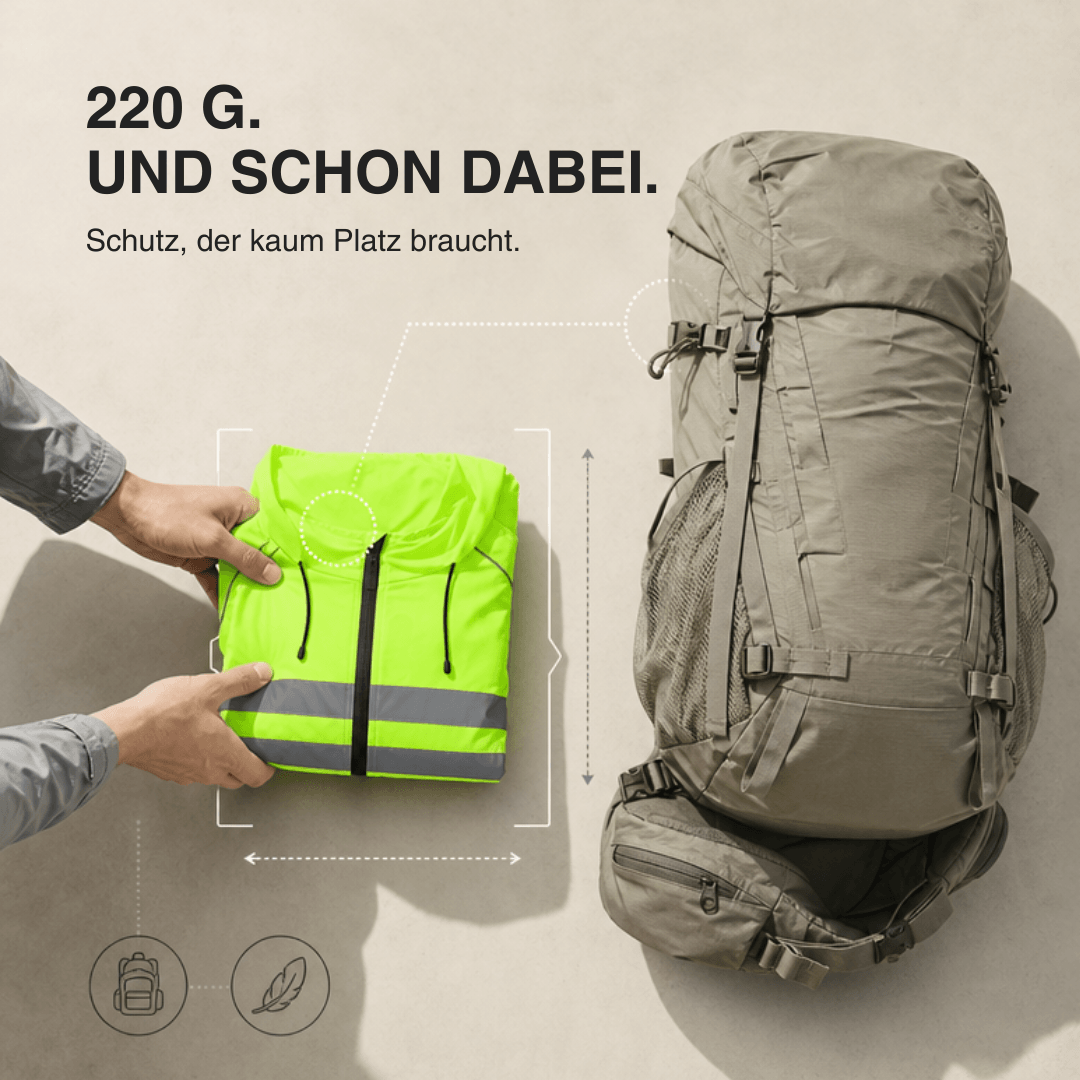 Ultraleichte Regenjacke Pro mit Reflektoren – Ansicht 4