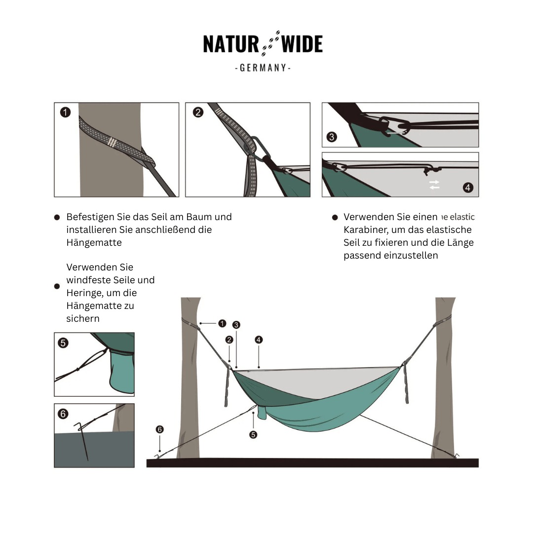 Camping-Hängematte mit Moskitonetz & Tarp – Ansicht 3