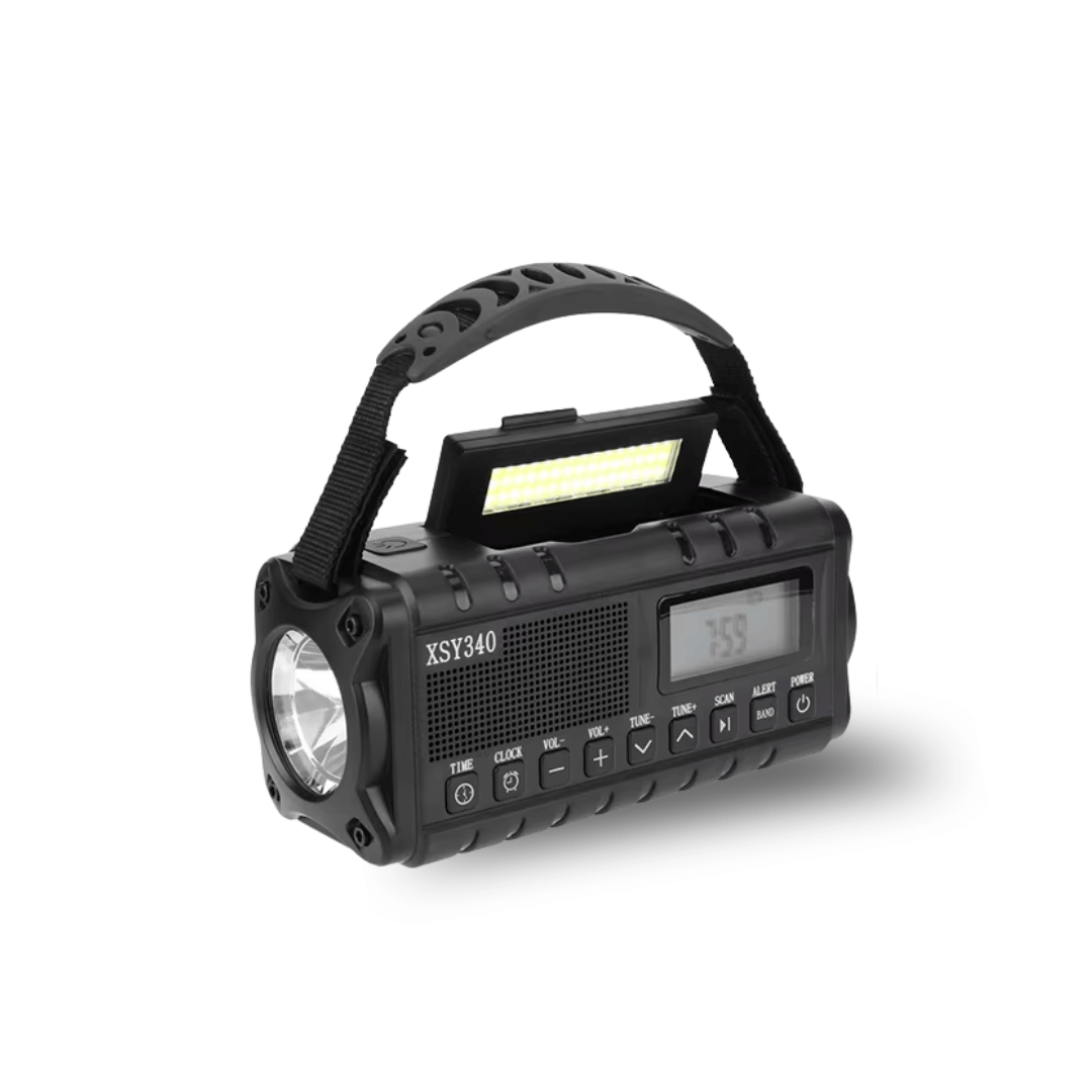 Kurbelradio mit Solar und 10.000-mAh-Powerbank – Schwarz