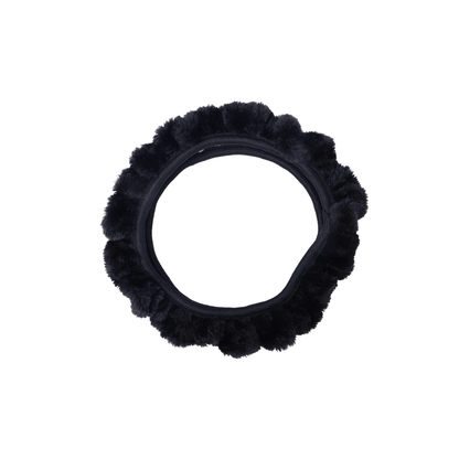 Plüsch-Lenkradhülle für den Winter, 38 cm – Schwarz