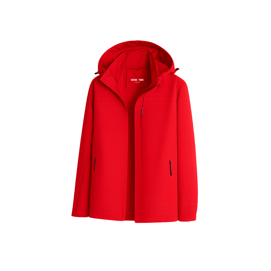 Leichte Regenjacke, 10.000 mm, abnehmbare Kapuze – Rot