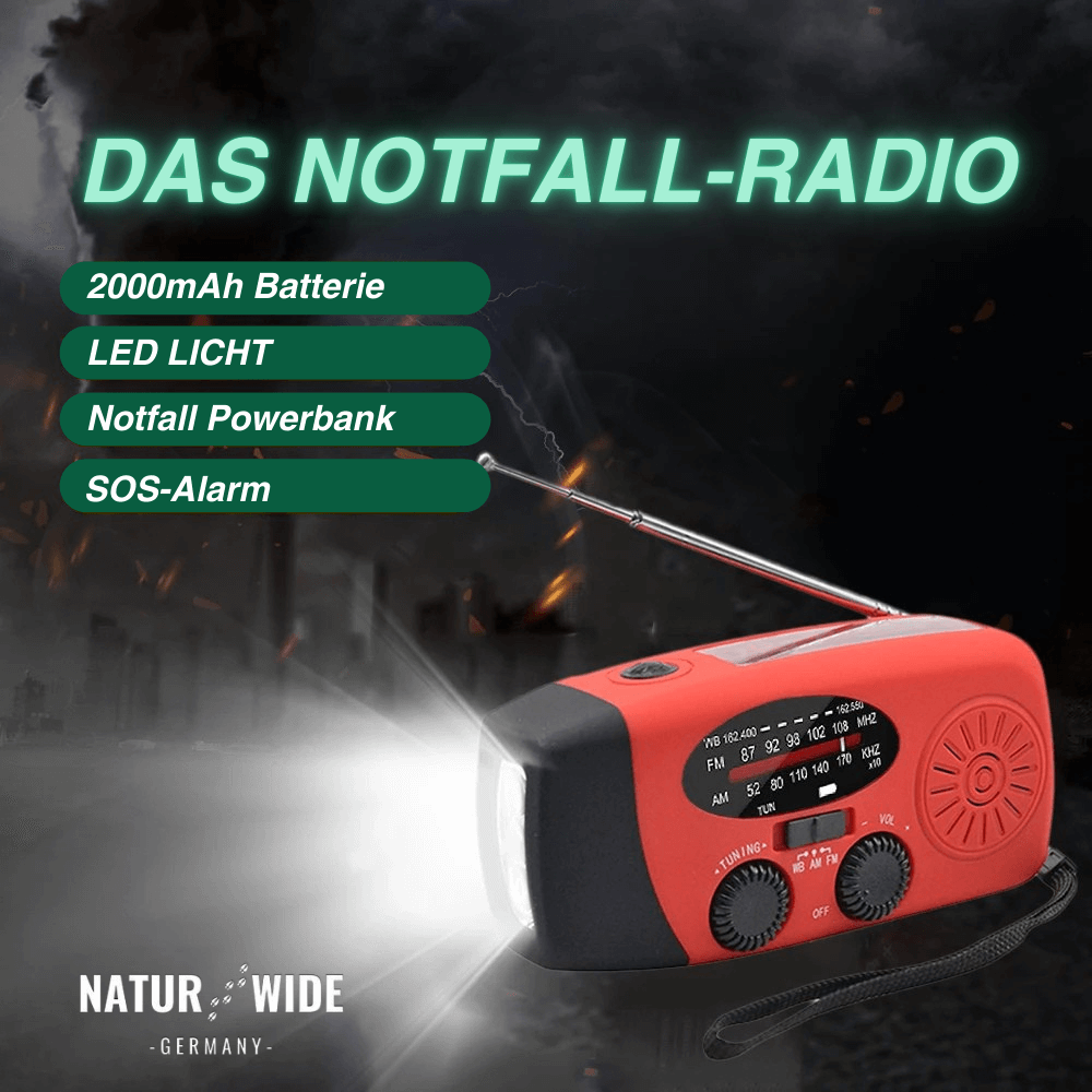 Notfallradio mit Kurbel, Solar & Powerbank – Ansicht 2