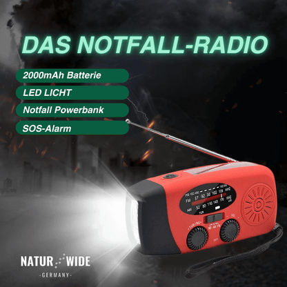 Notfallradio mit Kurbel, Solar & Powerbank – Ansicht 2