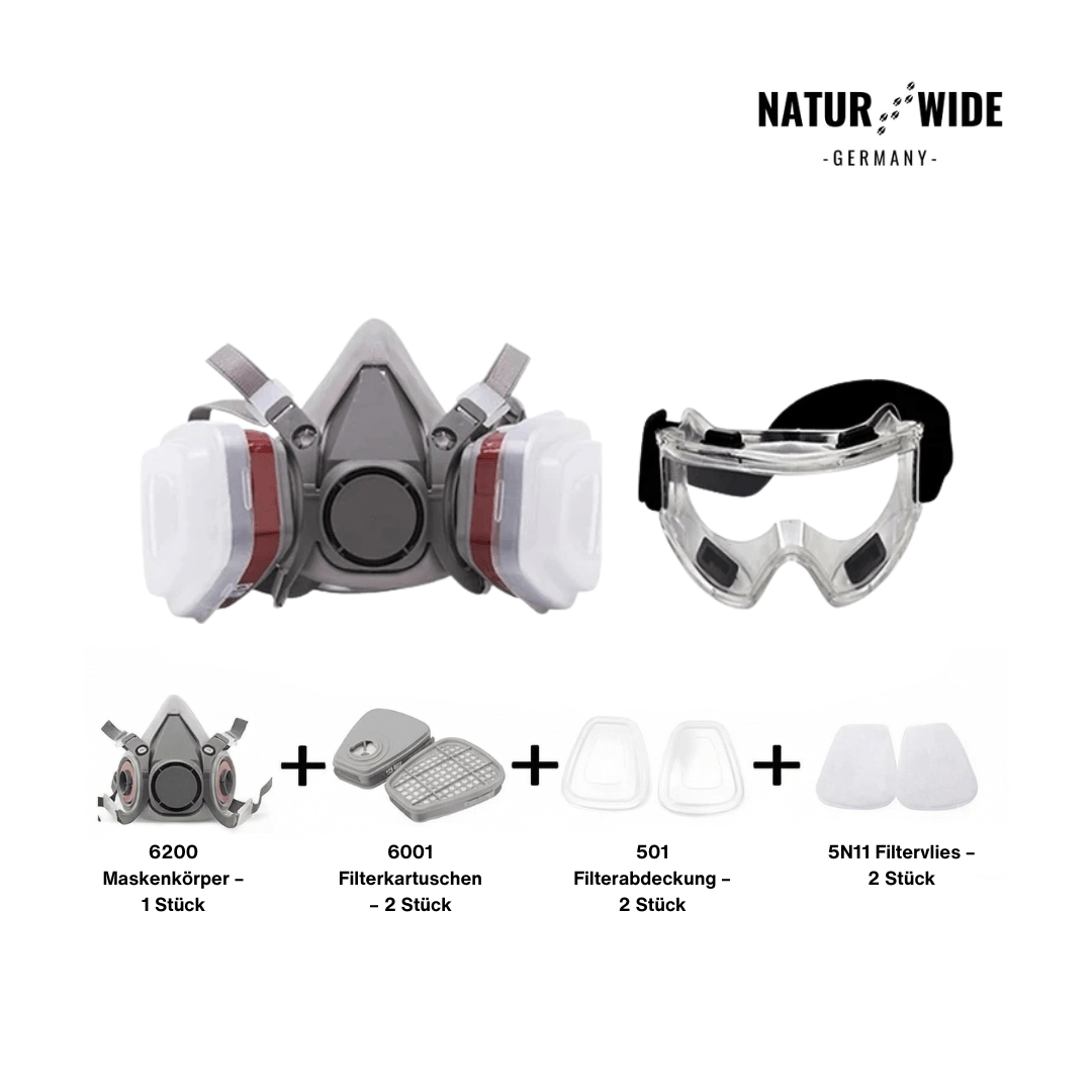 Halbmaske mit Filterpatronen & Schutzbrille – Ansicht 10