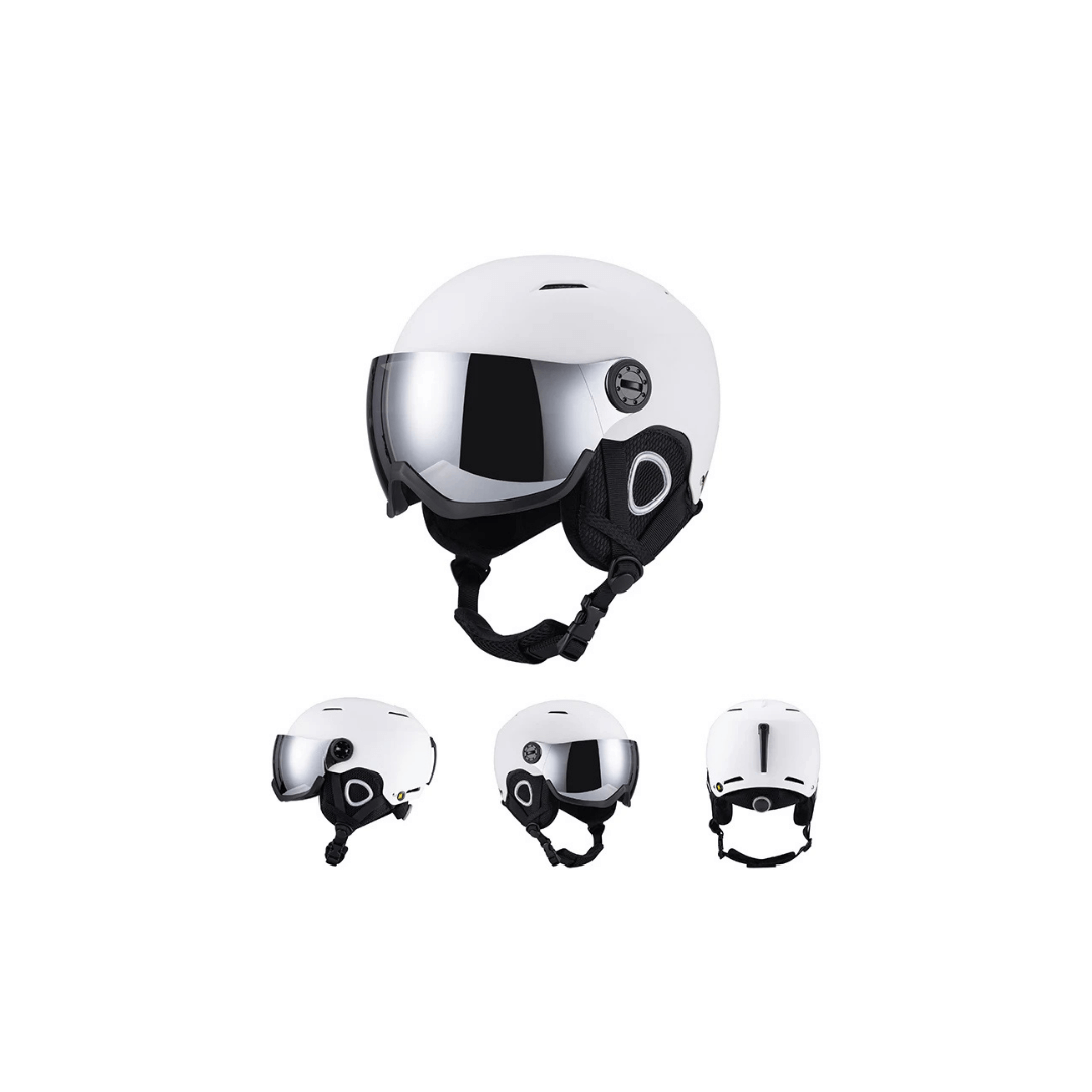 Skihelm mit integriertem Visier, Anti-Beschlag – Weiß