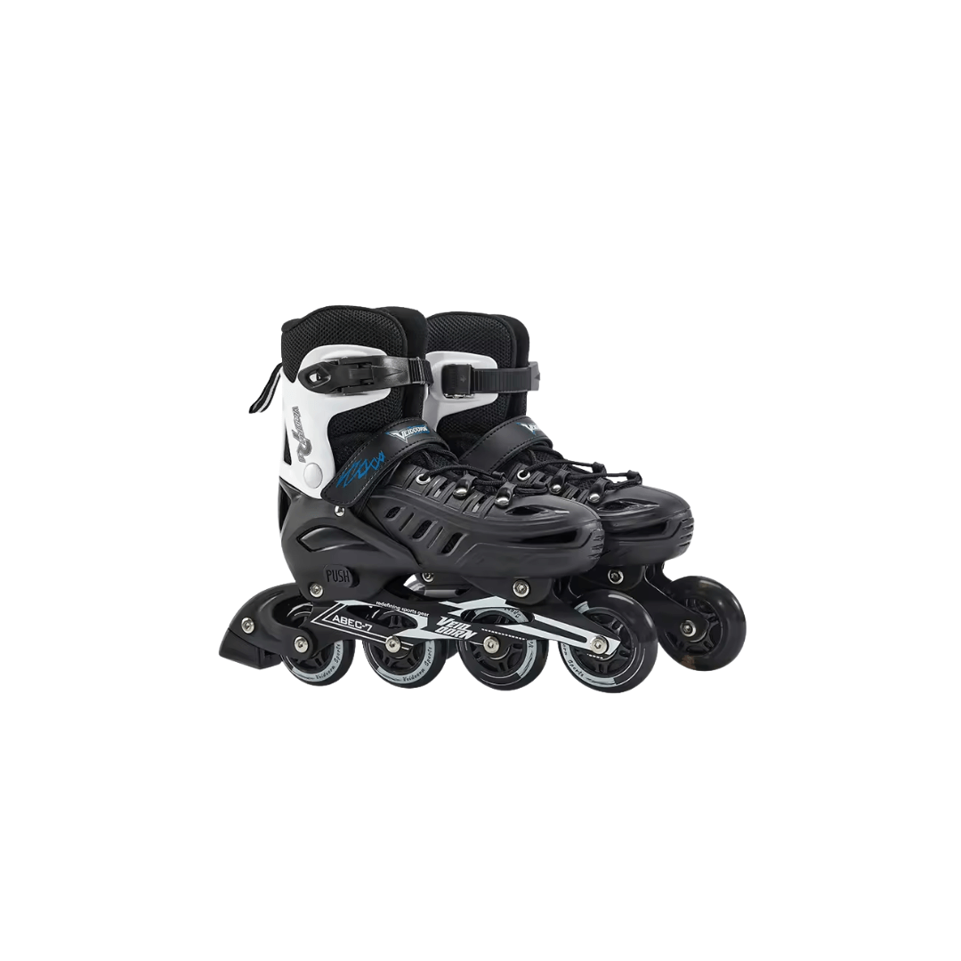 Größenverstellbare Inline Skates mit LED-Rollen – Schwarz