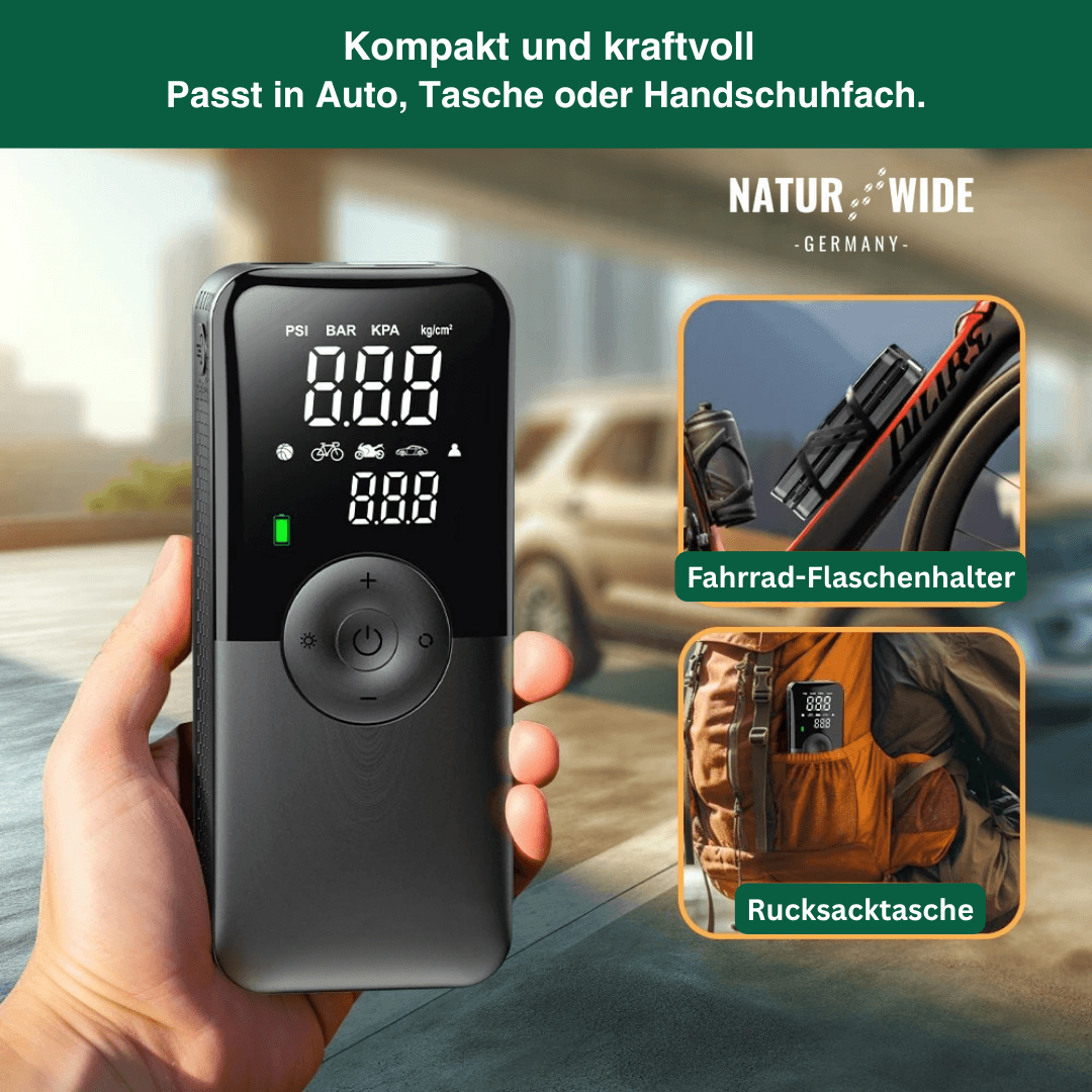Akku-Reifenkompressor mit Display & Powerbank – Ansicht 12