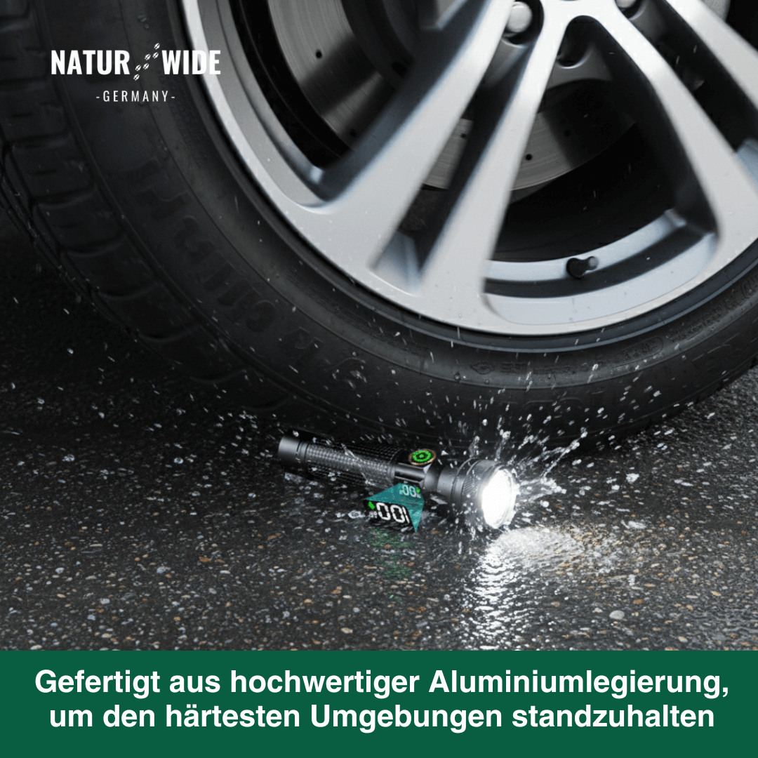 Alu-LED-Taschenlampe mit Zoom und Akkuanzeige – Ansicht 10