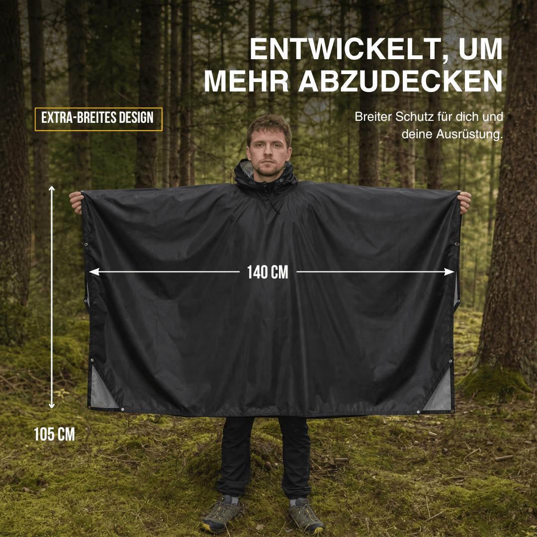 3-in-1-Regenponcho: Regenmantel, Plane & Decke – Ansicht 5