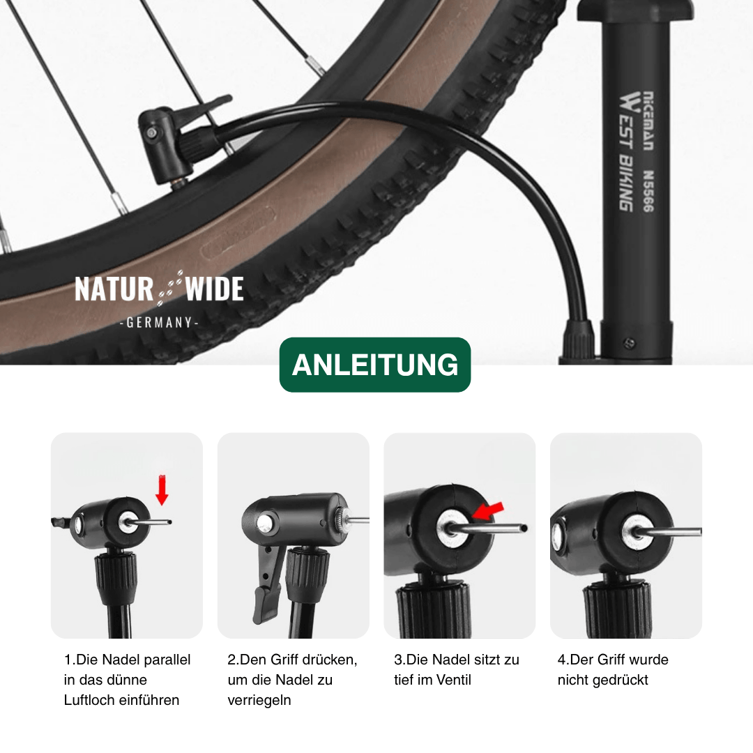 Mini-Standpumpe für Fahrrad & Ball, 5,5 bar – Ansicht 2