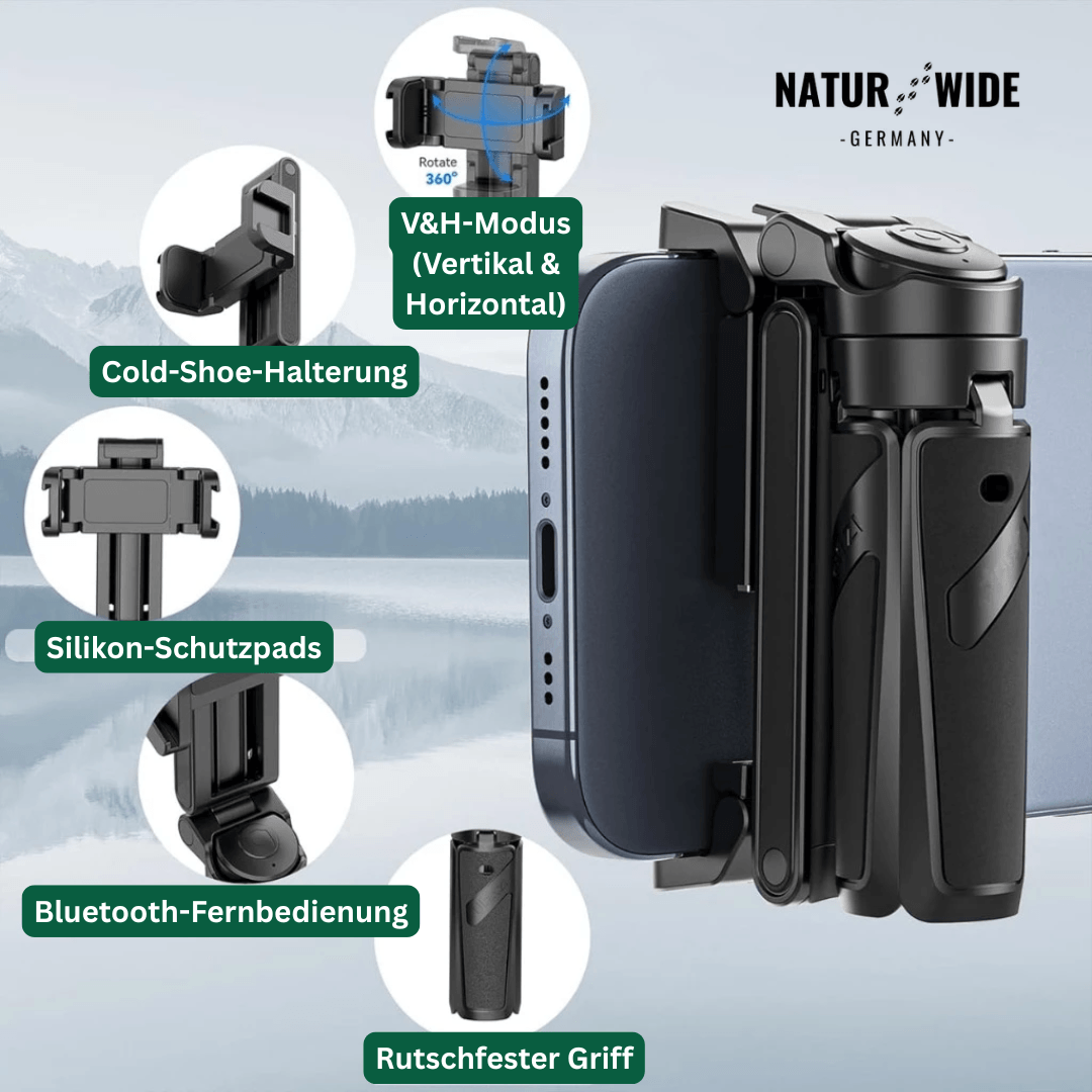Mini-Selfie-Stick mit Stativ & Fernauslöser – Ansicht 10