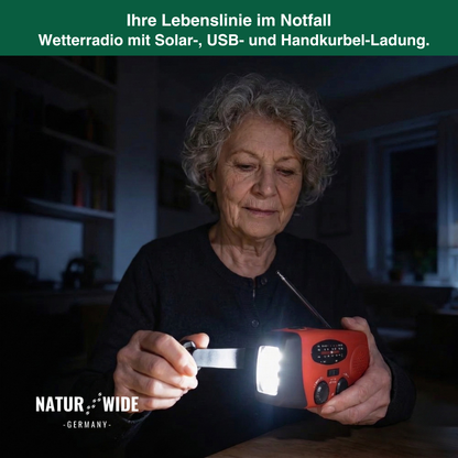 Notfallradio mit Kurbel, Solar & Powerbank – Ansicht 9