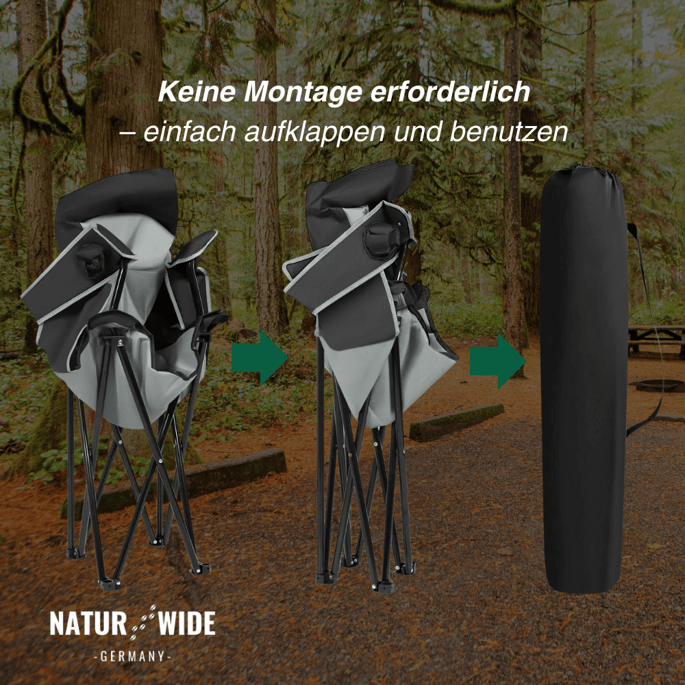Gepolsterter Campingstuhl mit Getränkehalter – Ansicht 3