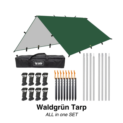 Tarp 3 × 3 oder 4 × 4 m, 3000 mm, UV50+ – Waldgrün