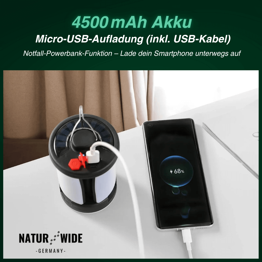 Faltbare LED-Campinglampe mit Solar & Powerbank – Ansicht 7