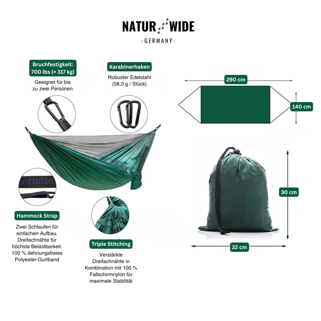 Camping-Hängematte mit Moskitonetz & Tarp – Ansicht 5