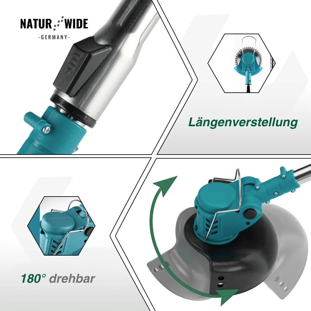 Akku-Rasentrimmer 2-in-1 mit 3 Klingenarten – Ansicht 3