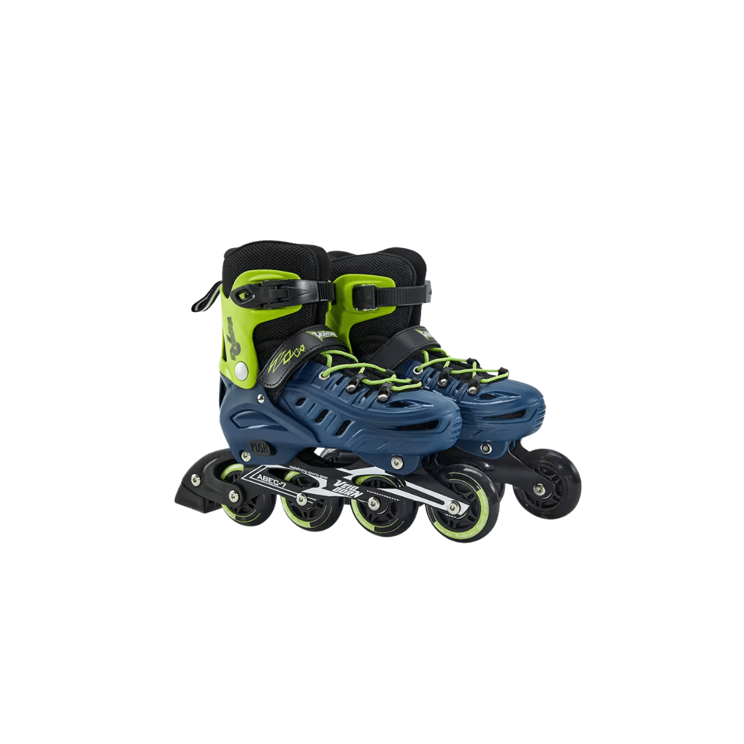 Größenverstellbare Inline Skates mit LED-Rollen – Blau