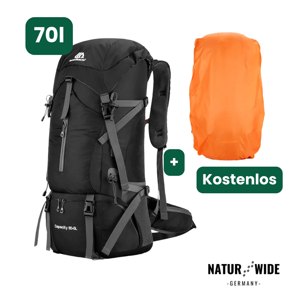 Trekkingrucksack 70 L mit Hüftgurt & Mesh-Rücken – Ansicht 7