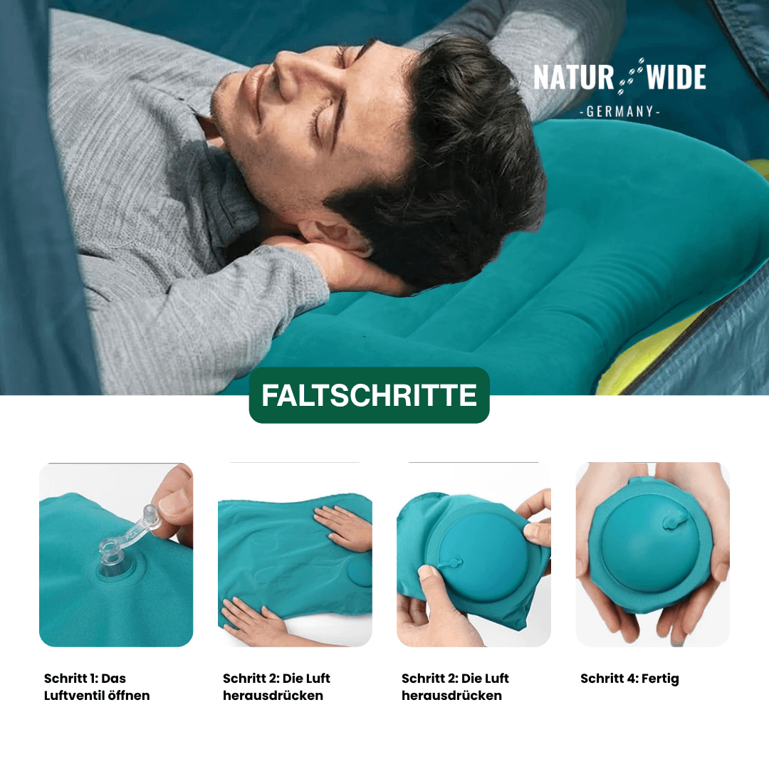 Aufblasbares Reisekissen mit integrierter Pumpe – Ansicht 2