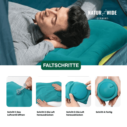 Aufblasbares Reisekissen mit integrierter Pumpe – Ansicht 2