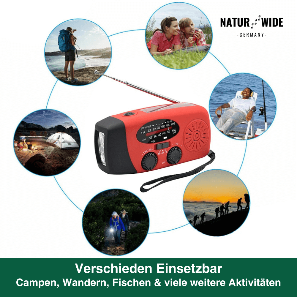 Notfallradio mit Kurbel, Solar & Powerbank – Ansicht 11
