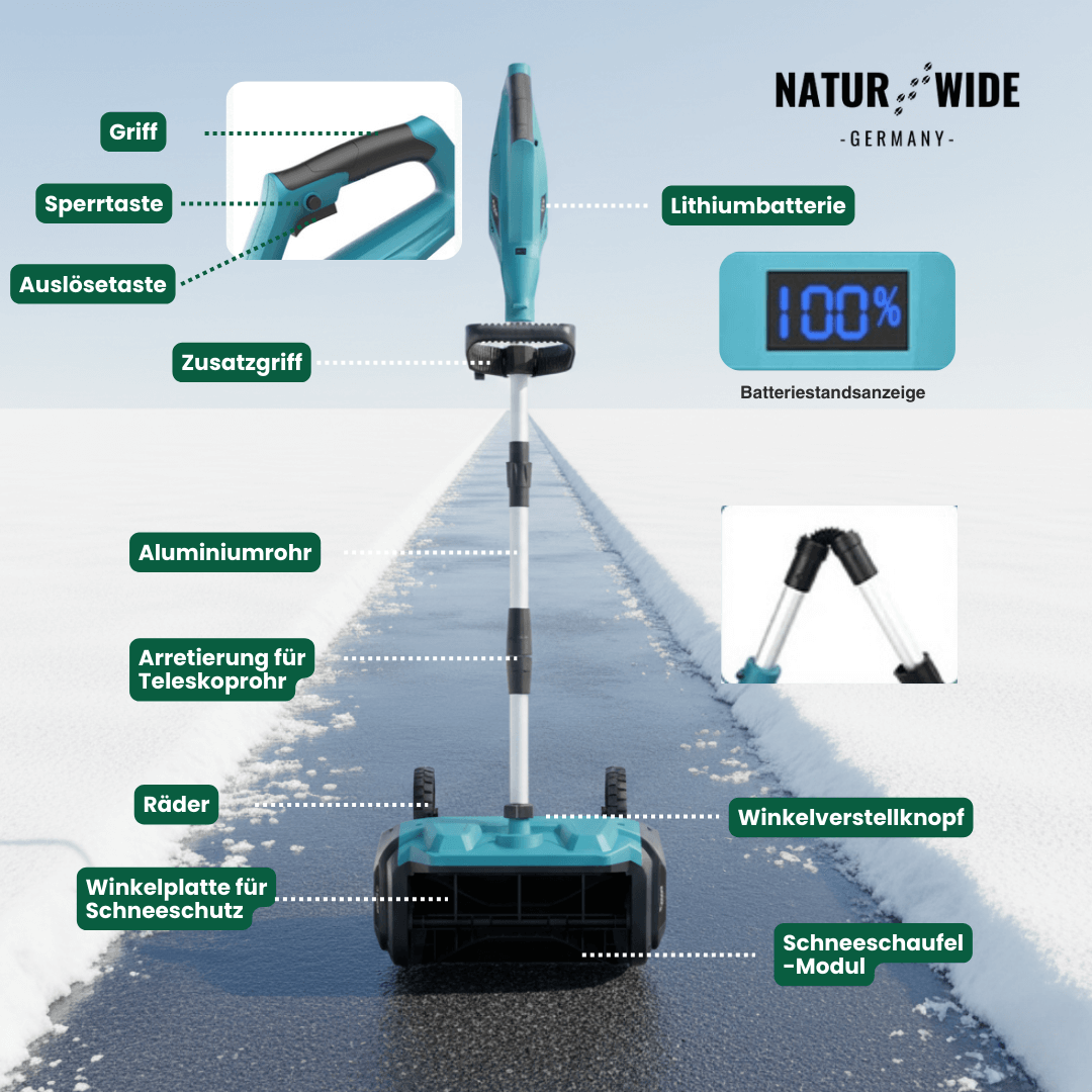 Akku-Schneefräse 3500 W, bürstenlos, mit Rädern – Ansicht 4
