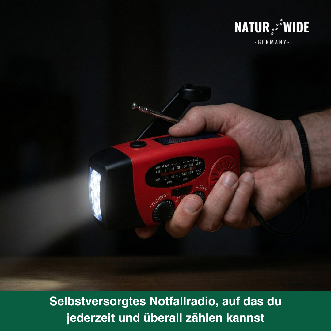 Notfallradio mit Kurbel, Solar & Powerbank – Ansicht 12