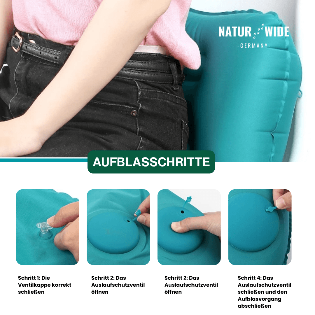 Aufblasbares Reisekissen mit integrierter Pumpe – Ansicht 4
