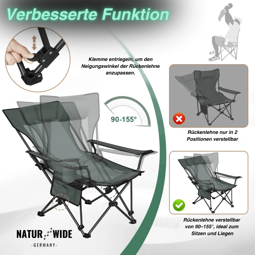 Faltbarer Relaxstuhl mit Liegeposition, 150 kg – Ansicht 7