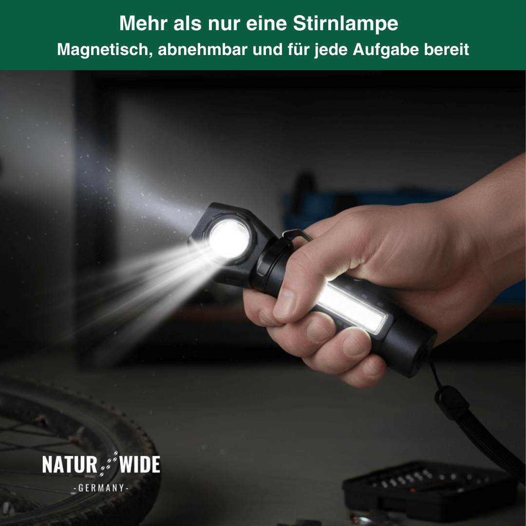 2-in-1 LED-Taschenlampe & Stirnlampe, USB-C – Ansicht 7