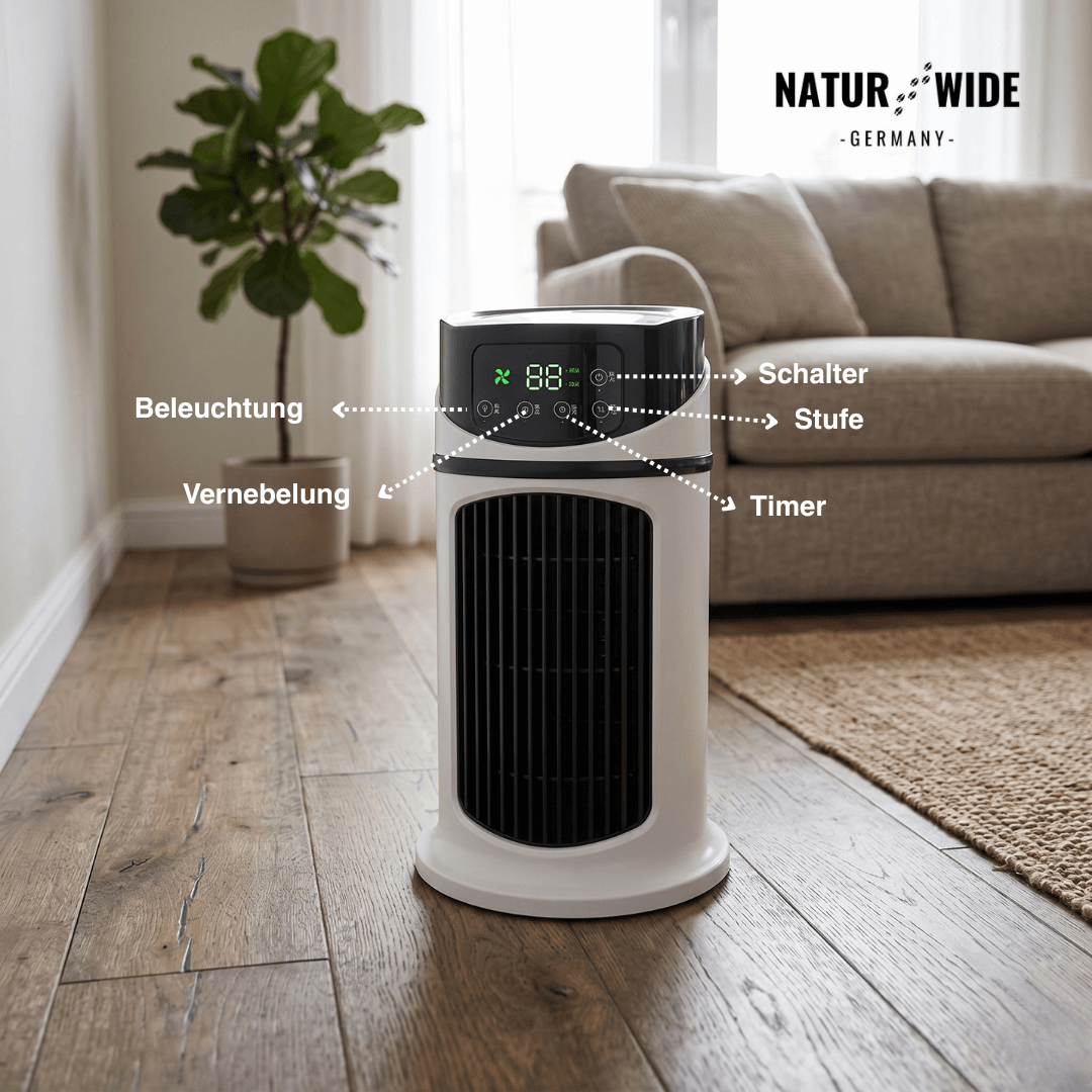 Mini-Luftkühler mit USB, Ventilator & Befeuchter – Ansicht 9