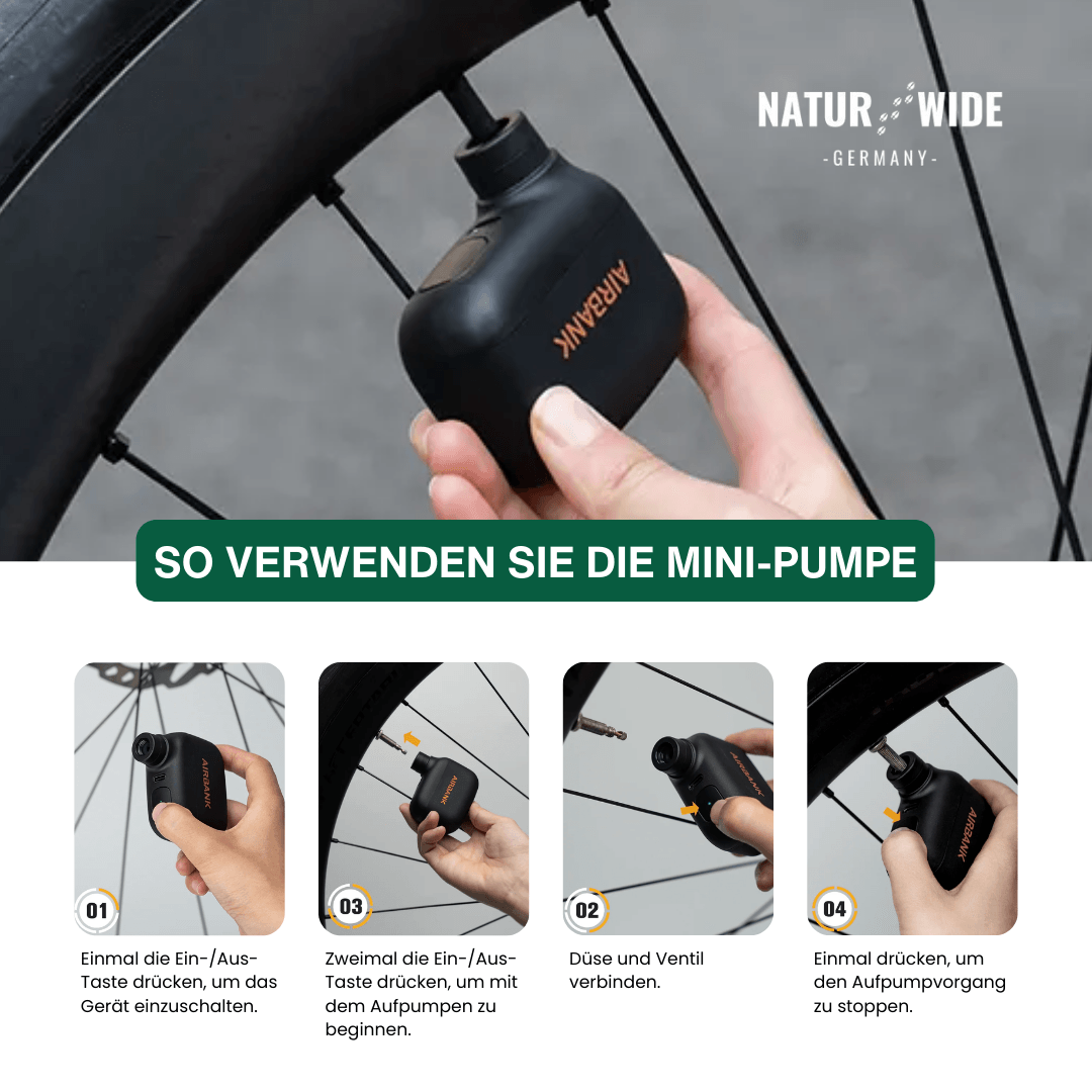 Elektrische Mini-Fahrradpumpe, 6,9 bar, 93 g – Ansicht 7